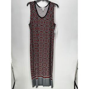 AA Studio AA Maxi Dress Women 18W Red Black New Geometric Medallion Sleeveless